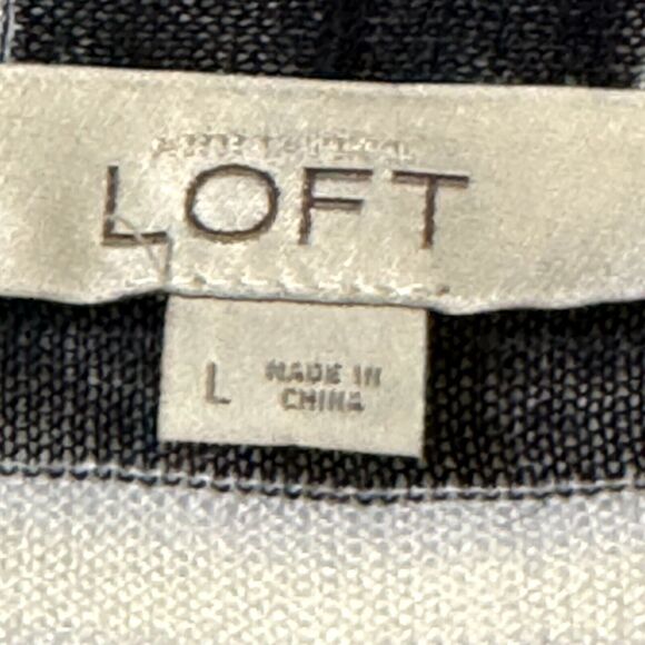 Loft Stripe Open Long Cardigan Lightweight Blue and White Large - Picture 4 of 6